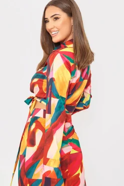 Discount In the Style Tie Front Cropped Shirt Multi