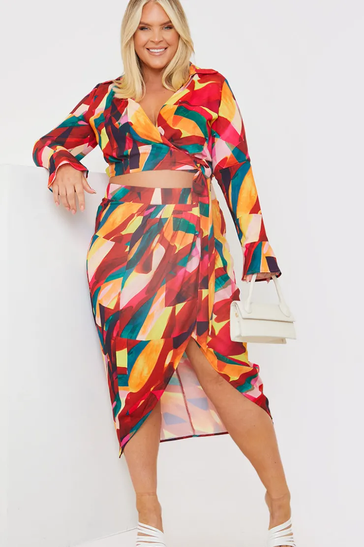 Discount In the Style Tie Front Cropped Shirt Multi