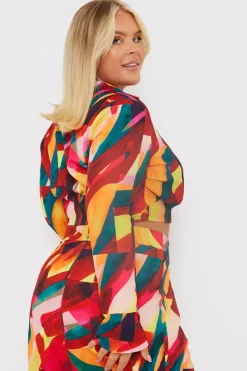 Discount In the Style Tie Front Cropped Shirt Multi