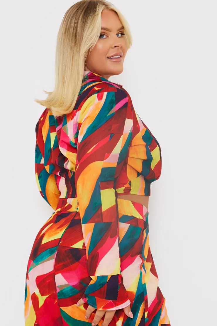 Discount In the Style Tie Front Cropped Shirt Multi