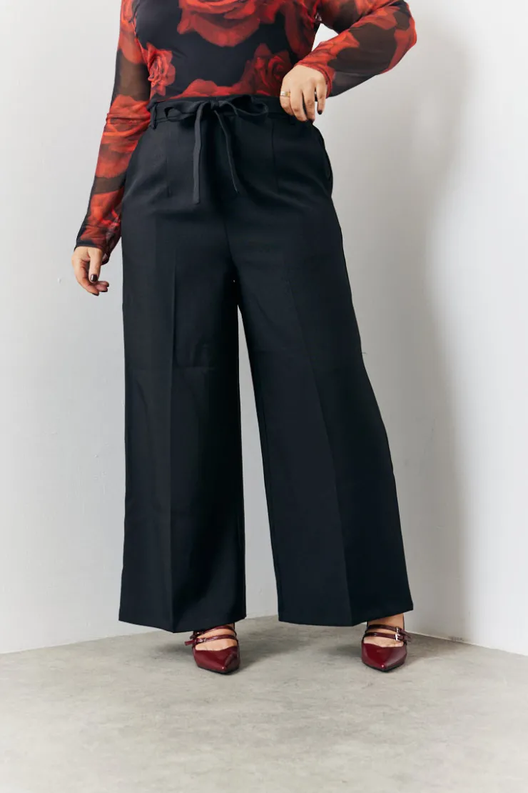 Discount In the Style Tie Front Wide Leg Trouser Black
