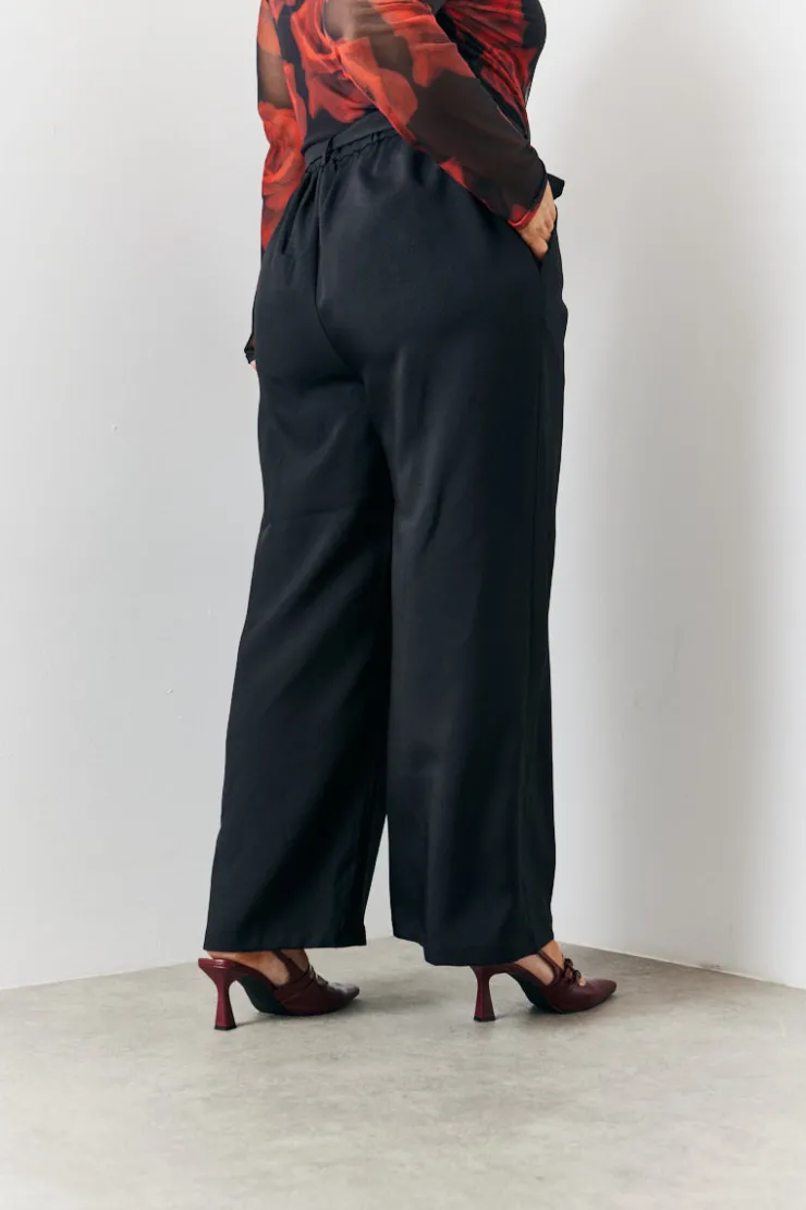 Discount In the Style Tie Front Wide Leg Trouser Black