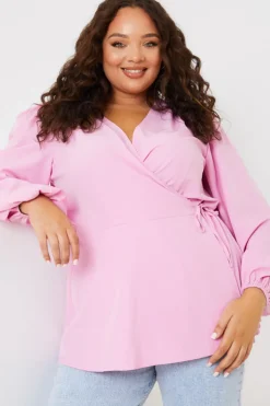 Hot In the Style Tie Front Wrap Top Pink