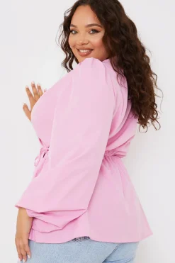 Hot In the Style Tie Front Wrap Top Pink