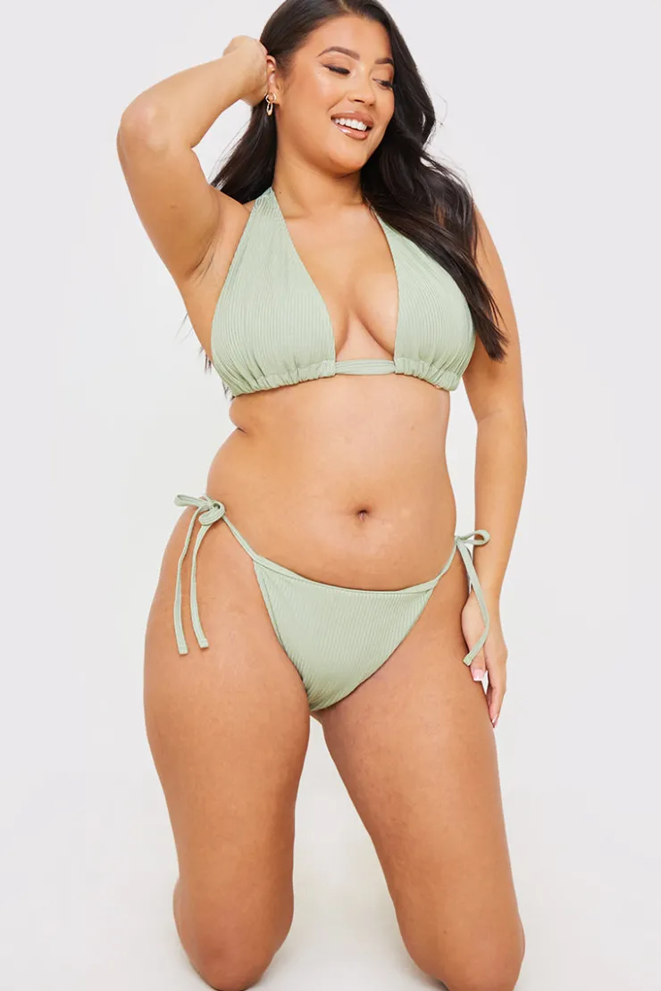 Outlet In the Style Tie Side Bikini Bottoms Sage