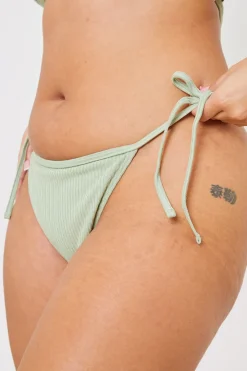 Outlet In the Style Tie Side Bikini Bottoms Sage