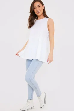 Online In the Style Tiered Smock Top White