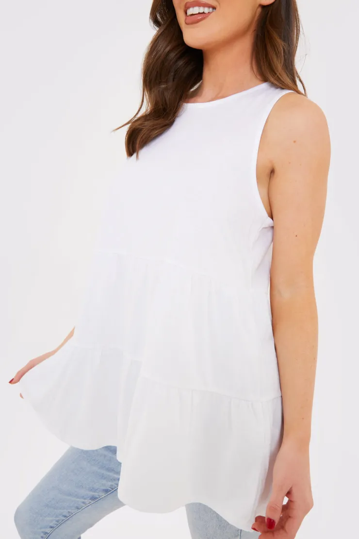 Online In the Style Tiered Smock Top White