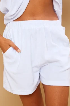 Outlet In the Style Towelling Co-Ord Shorts White