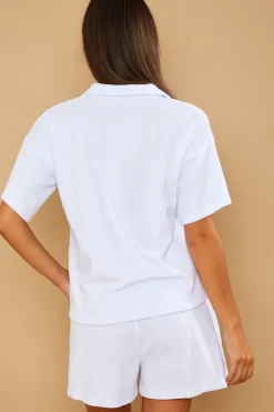 Outlet In the Style Towelling Co-Ord Shorts White