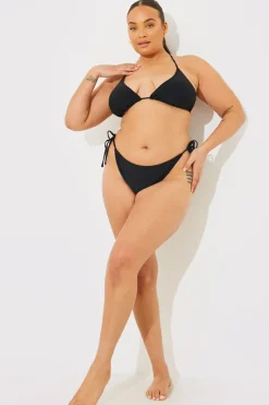 Hot In the Style Triangle Bikini Top Black