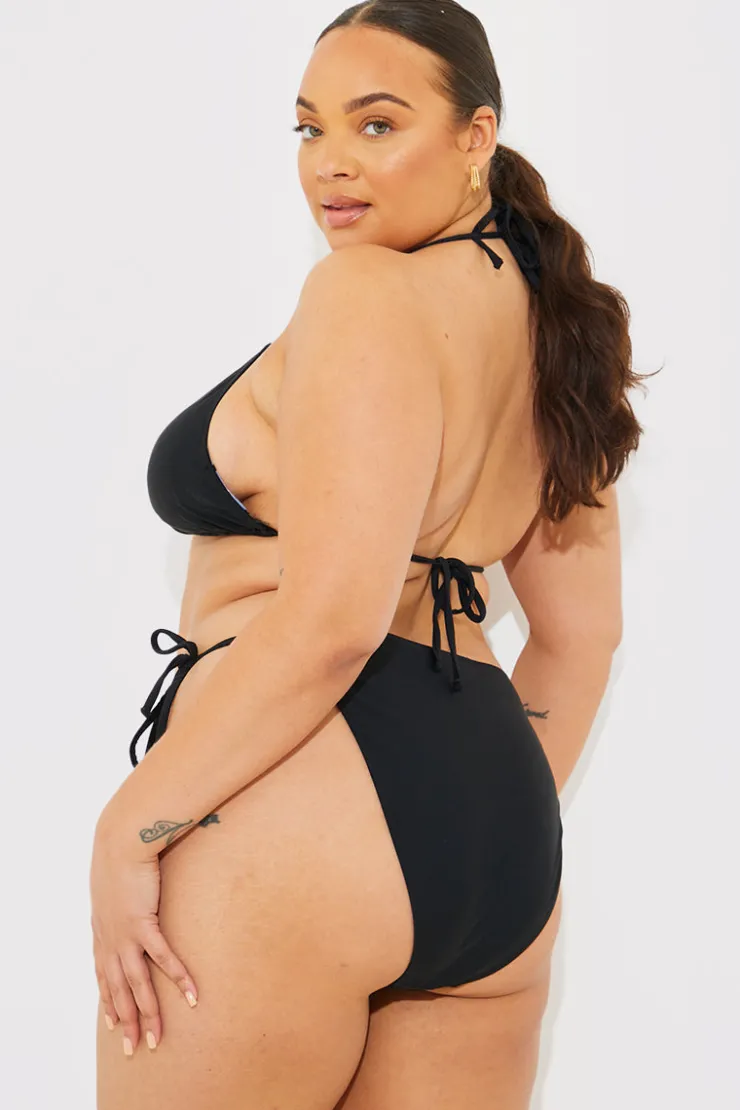 Hot In the Style Triangle Bikini Top Black