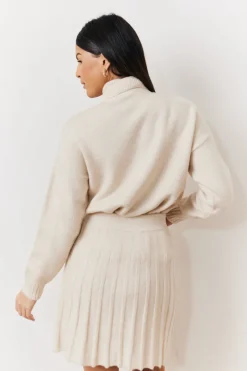 Hot In The Style Turtle Neck Co-Ord Jumper Cream