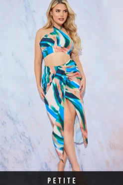 Clearance In the Style Twist Front Midi Skirt Multi