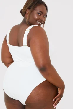 Online In the Style Underbust Seam Control Towelling Swimsuit White