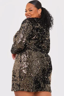 Best In the Style Velvet Sequin Mini Dress Black