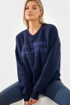 Hot In The Style V-Neck Embroidered Sport Collective Jersey Sweater
