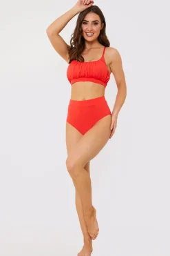 In the Style Waistband Detail Bikini Bottom Red