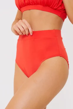 In the Style Waistband Detail Bikini Bottom Red