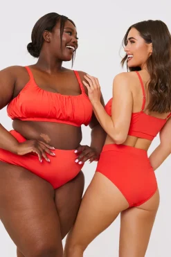 In the Style Waistband Detail Bikini Bottom Red