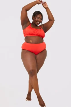 In the Style Waistband Detail Bikini Bottom Red