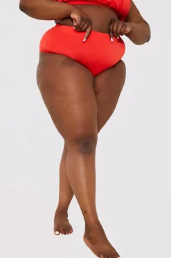 In the Style Waistband Detail Bikini Bottom Red