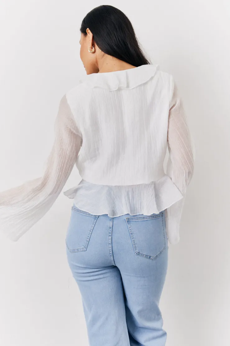 Clearance In the Style Chiffon Frill Blouse White