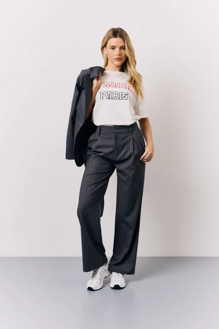 Clearance In The Style Embroidered Paris Slogan T-Shirt White