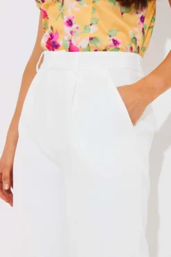 Online In the Style Wide Leg Tailored Trousers White