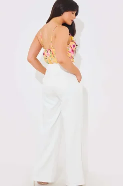 Online In the Style Wide Leg Tailored Trousers White