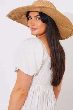 Online In The Style Wide Rim Summer Hat Tan