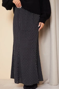 In the Style Woven Polka Dot Midaxi Skirt Black