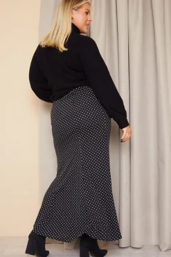 In the Style Woven Polka Dot Midaxi Skirt Black