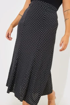 In the Style Woven Polka Dot Midaxi Skirt Black