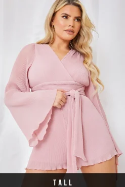 In the Style Wrap Belted Playsuit Pink