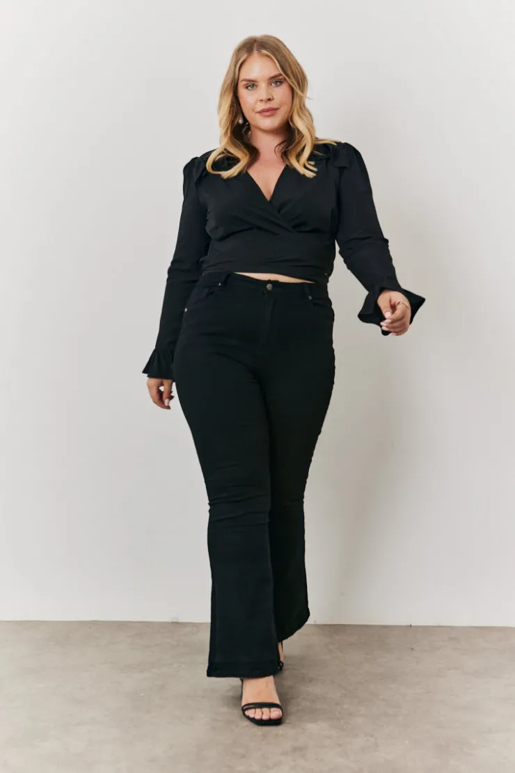 Online In the Style Wrap Blouse Black