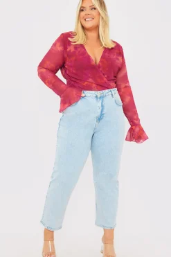 Discount In the Style Wrap Front Flared Cuff Bodysuit