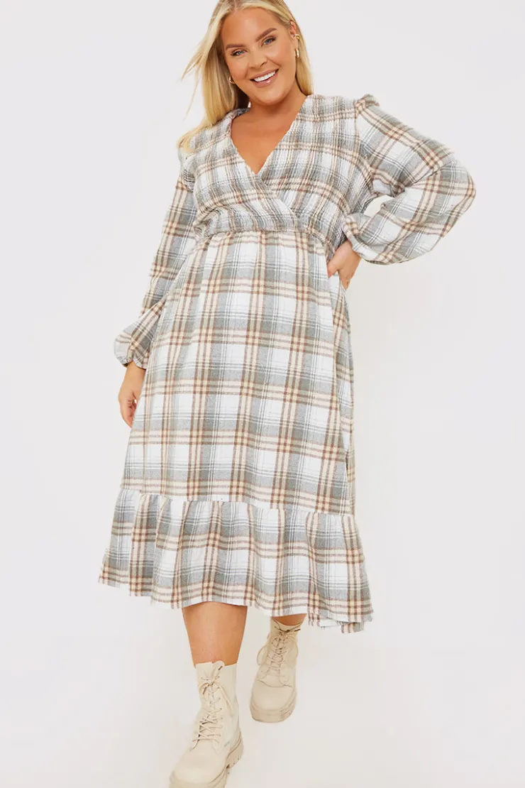 Sale In the Style Wrap Front Midi Dress Grey