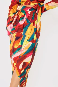 Sale In the Style Wrap Front Midi Skirt Multi