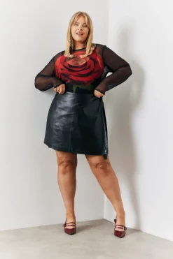 Sale In the Style Wrap Leather Look Mini Skirt Black