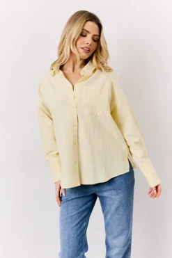 Outlet In The Style Oversized Stripe Shirt Yellow