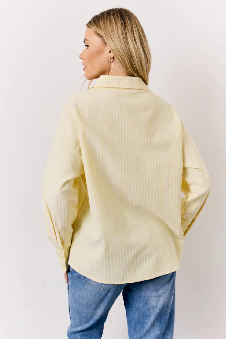 Outlet In The Style Oversized Stripe Shirt Yellow
