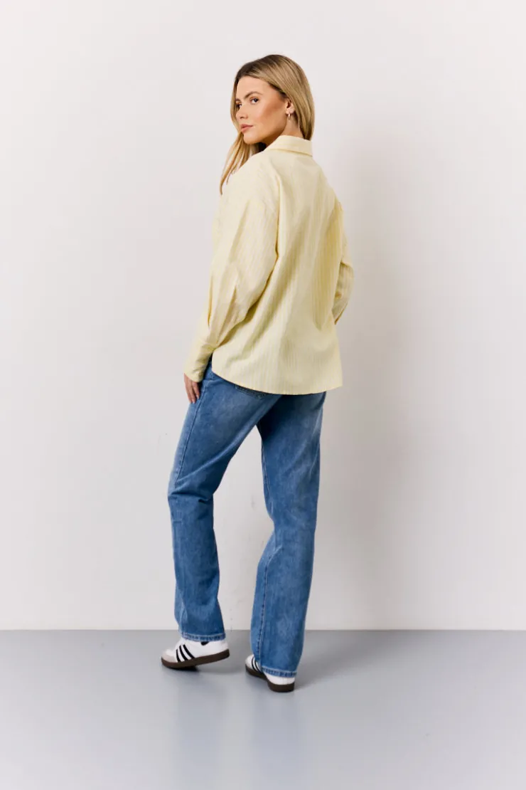 Outlet In The Style Oversized Stripe Shirt Yellow
