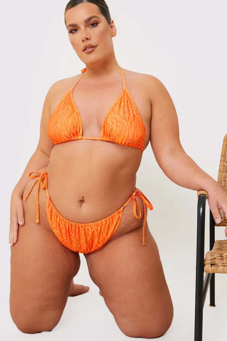 Outlet In the Style Zebra Print Bikini Bottoms Orange