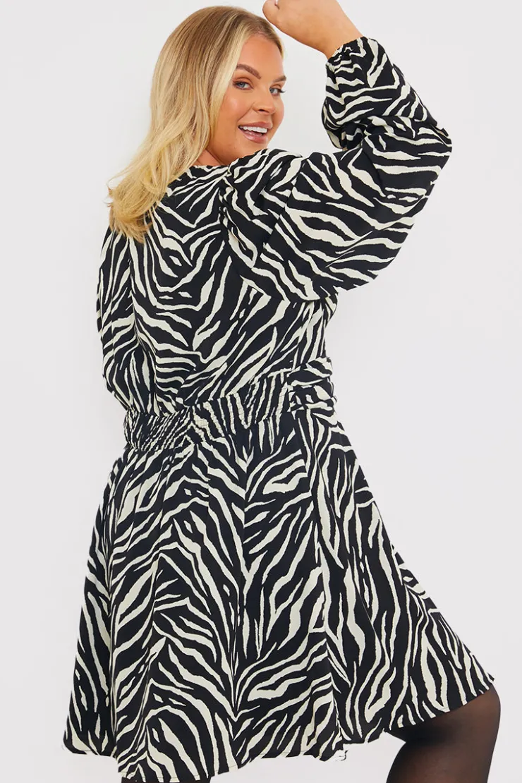 Outlet In the Style Zebra Woven Mini Dress Black